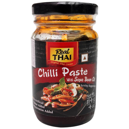 Real Thai Chilli Paste With Soybean Oil, 114G Jar