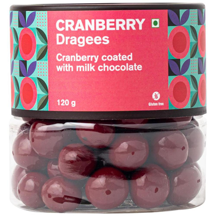 Entisi Cranberry Dragees Chocolate Coated 120G Jar