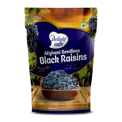 Delight Nuts Afghani Seedless Black Raisins 200G Pouch
