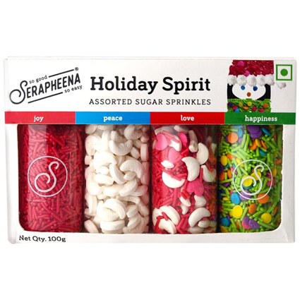 Serapheena Holiday Spirit Sugar Sprinkles Assorted Colours, 100G Bottle
