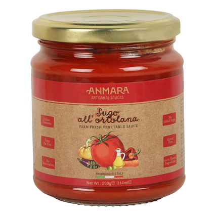 Anmara Artisanal Pasta And Pizza Sauce Italian Ortolana Farm Fresh Vegetable Sauce 314Ml Jar