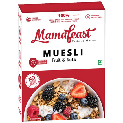 Mamafeast Muesli Fruit Nuts Whole Oats 400G Box