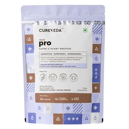 Cureveda Chocolate Super-3 Pro Plant Protein Powder 500G