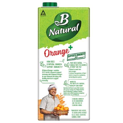 B Natural Orange Juice, 1L Bottle