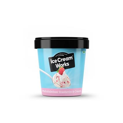 Ice Cream Works Mahabaleshwar Strawberries Cream, 100Ml Tub
