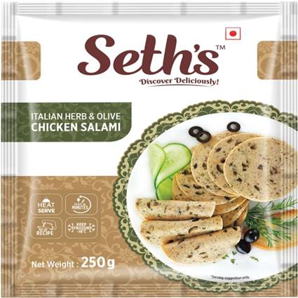 Seths Chicken Salami Italian Herb Olive 250G Pouch