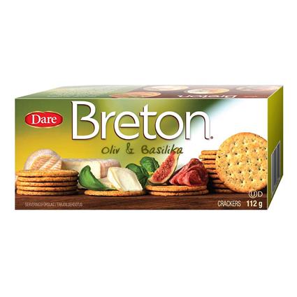 Breton Swedish Crackers Basil And Olive Oil, 112G Carton