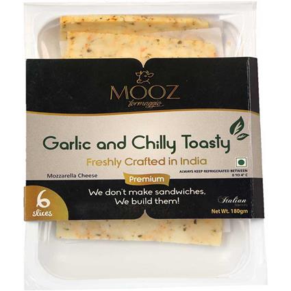 Mooz Garlic Chilly Toasty Cheese Slices, 180G Tub