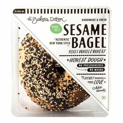 The Baker's Dozen Sesame Bagel - 100% Wholewheat, 160 G (Pack Of 2)