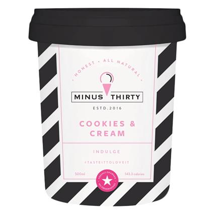 Minus Thirty Cookies & Cream Ice Cream 500 Ml Tub
