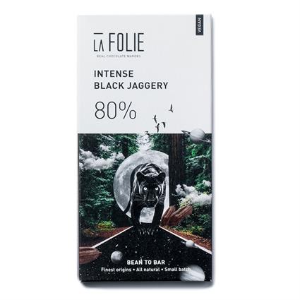 La Folie 80% Intense Black Jaggery Chocolate Bar ,60G