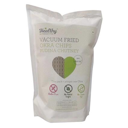 Healthy Alternatives Vaccum Fried Okra Pudina Chips, 40G