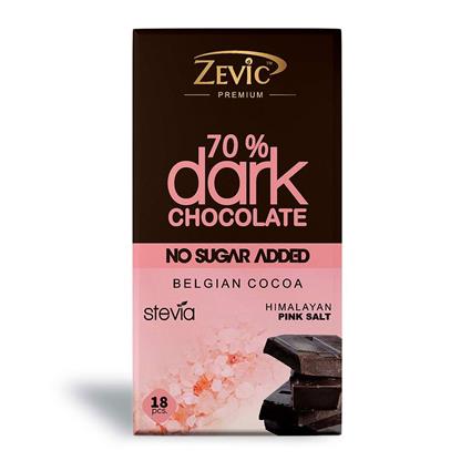 Zevic 70% Dark Belgian Chocolate With Himalayan Pink Salt With Stevia 90G Box