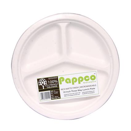 PAPPCO BIODEGRADABLE 3 COMPRT PLATE 10 P