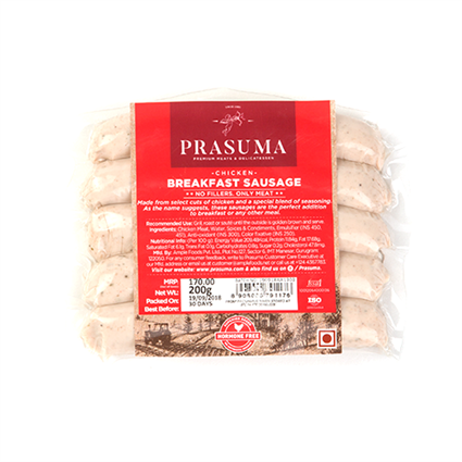Prasuma Chicken Breakfast Sausage, 200G Pouch
