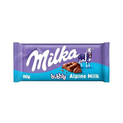 Milka Bubbly Alpine Milk  Chocolate Bar, 90G Pack