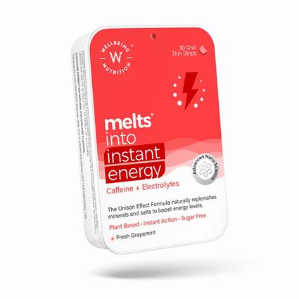 Wellbeing Nutrition Melts Instant Energy - Caffeine+Electrolytes (30 Oral Thin Strips)