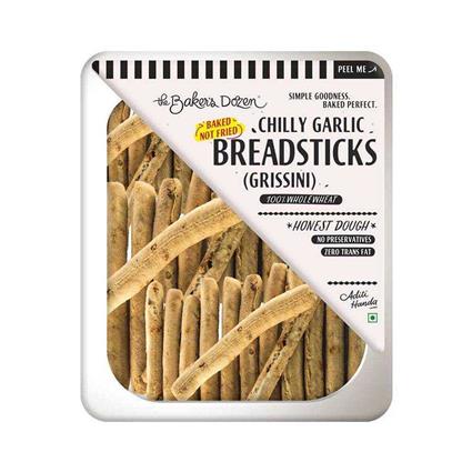 The Bakers Dozen Chilli Garlic Grissini Wholewheat Breadsticks 100G Box