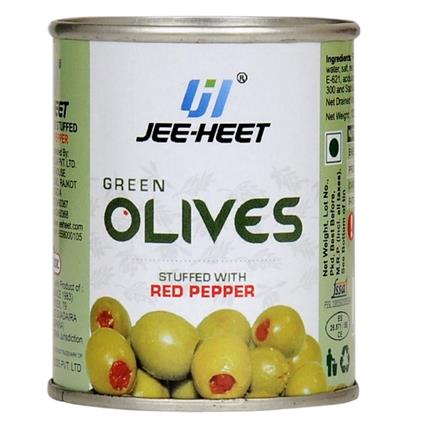 JEE HEET GREEN OLIVES WTH REDPEPPER 120g