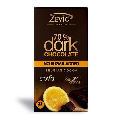 Zevic Dark Belgian Stevia Chocolate With Zesty Orange 90G Carton