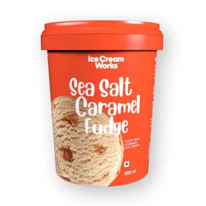 Ice Cream Works Sea Salt Caramel Fudge 500Ml Tub