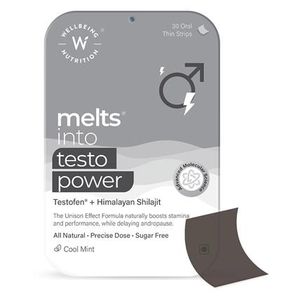 Wellbeing Nutrition Oral Strips Cool Mint Melts Into Testo Power 30 Pieces