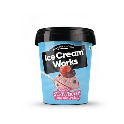 Ice Cream Works Ice Cream Double Strawberry Chocolate Chip, 500Ml Tub
