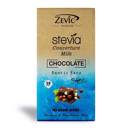 Zevic Milk Couverture Chocolate With Stevia Macadamia And Hazelnut 90G Carton