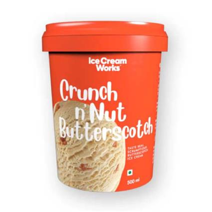 Ice Cream Works Ice Cream Crunch Nut Butterscotch 500Ml Tub