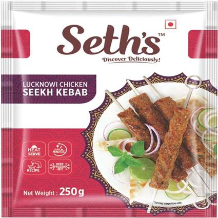 Seths Chicken Seekh Kebab Lucknowi 250G Pouch