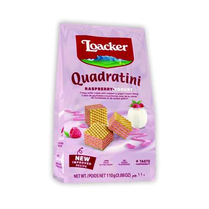 Loacker Quadratini Raspberry Yoghurt Wafer Cookies 110G Tetra