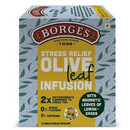 Borges Olive Leaf Infusion Lemongrass Tea (10 Tea Bags)
