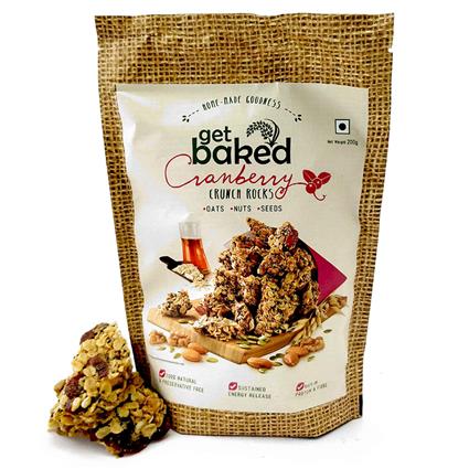 Get Baked Cranberry Crunch Rocks Oat Granola Healthy Snack, 200G Pouch