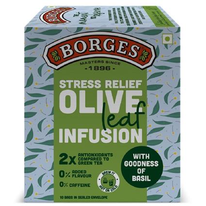 Borges Olive Leaf Infusion Basil Tea (10 Tea Bags)