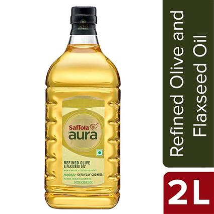 Saffola Aura Refined Olive & Flaxseed Oil, 2L Bottle