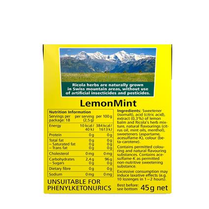 Ricola Sugarfree Herbdrops Lemonmint 40G