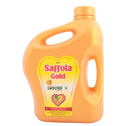 Saffola Gold Refined Blended Rice Bran & Sunflower Oil, 5L Jar