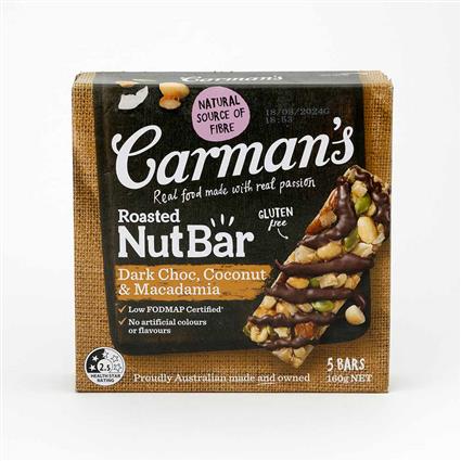 Carmans Dark Choc Macadamia & Coconut Nut Bar