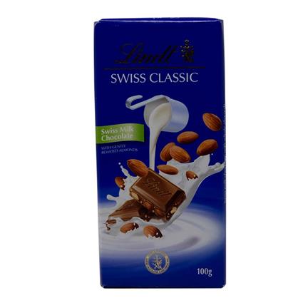 Lindt Swiss Classic Milk Almond Chocolate, 100G
