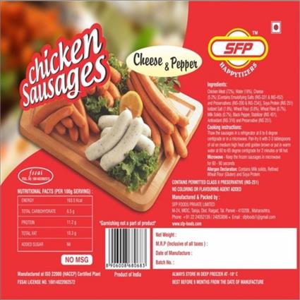 SFP CHCKN SAUSAGES CHEESE PEPPER 500G