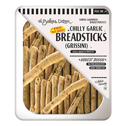 The Bakers Dozen Chilli Garlic Grissini Wholewheat Breadsticks 100G Box