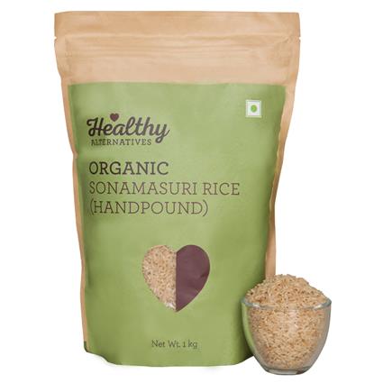 Healthy Alternatives Organic Handpound Sona Masuri Rice, 1Kg Pouch