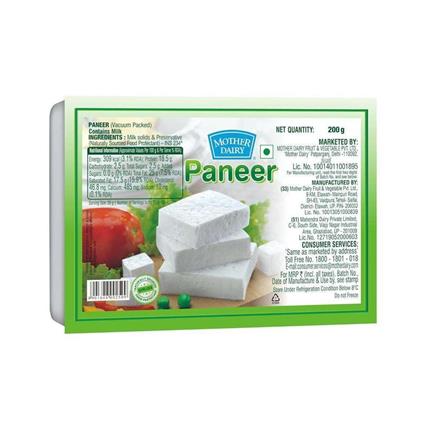 Mother Dairy Paneer Fresh 200G Pouch