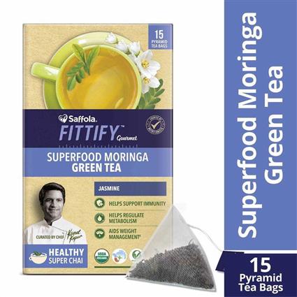 Saffola Fittify Gourmet Superfood Moringa Green Tea Jasmine, 37.5G Sachet