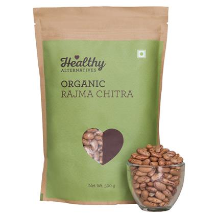Healthy Alternatives Organic Chitra Rajma Beans, 500G Pouch
