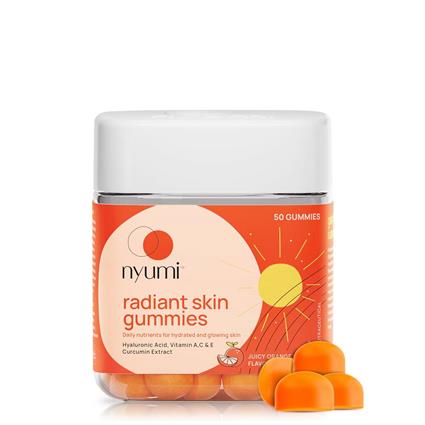 Nyumi Radiant Skin Gummies For Glowing Skin With Hyaluronic Acid Curcumin Extract Vitamin C & Other Essential Vitamins & Minerals-50 Gummies