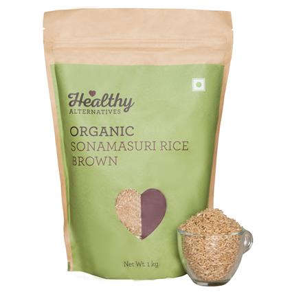Healthy Alternatives Organic Sonamasuri Rice Brown, 1Kg