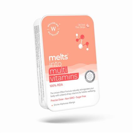 Wellbeing Nutrition Melts Complete Plant Based Multivitamin With 100% Rda Of Vitamin A Vitamin B-Complex Vitamin C D3 + K2 Ashwagandha For Immunity Heart Energy Box (Pack Of 30 Strips)