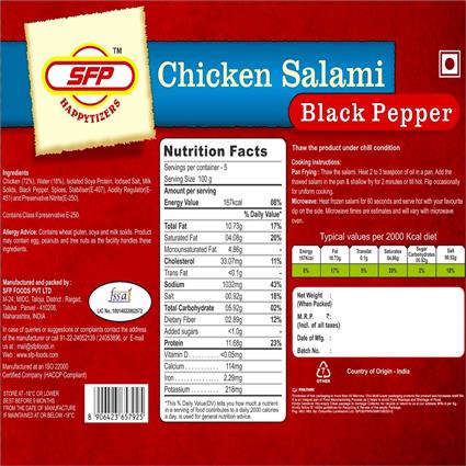 Sfp Chicken Salami Black Pepper, 500G Pouch