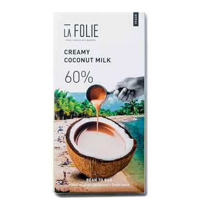 La Folie Creamy Coconut Milk 60% Chocolate Bar 60G